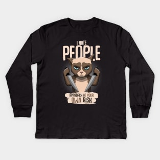 I hate people approach at your own Risk Kids Long Sleeve T-Shirt